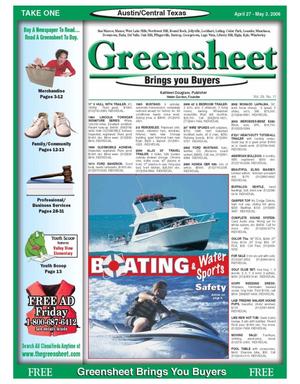 Primary view of object titled 'The Greensheet (Austin, Tex.), Vol. 29, No. 11, Ed. 1 Thursday, April 27, 2006'.