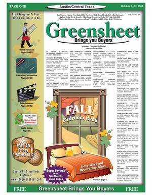 Primary view of object titled 'The Greensheet (Austin, Tex.), Vol. 28, No. 34, Ed. 1 Thursday, October 6, 2005'.
