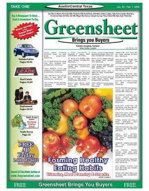 Primary view of object titled 'The Greensheet (Austin, Tex.), Vol. 28, No. 50, Ed. 1 Thursday, January 26, 2006'.