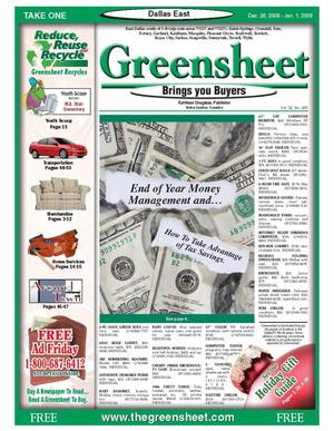Primary view of object titled 'The Greensheet (Dallas, Tex.), Vol. 32, No. 265, Ed. 1 Friday, December 26, 2008'.