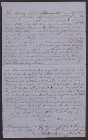 Primary view of object titled '[Henry Maxwell Granting J. W. Maxwell Power of Attorney]'.