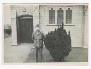 Primary view of object titled '[Edward Scott in Front of a German Building]'.