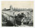 Thumbnail image of item number 1 in: '[American Tank Crossing Pontoon Bridge at Over the Rhine River]'.