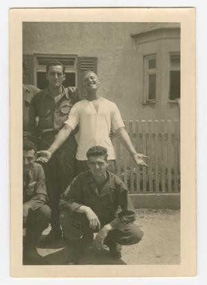 Primary view of object titled '[Four Soldiers in Front of a House]'.