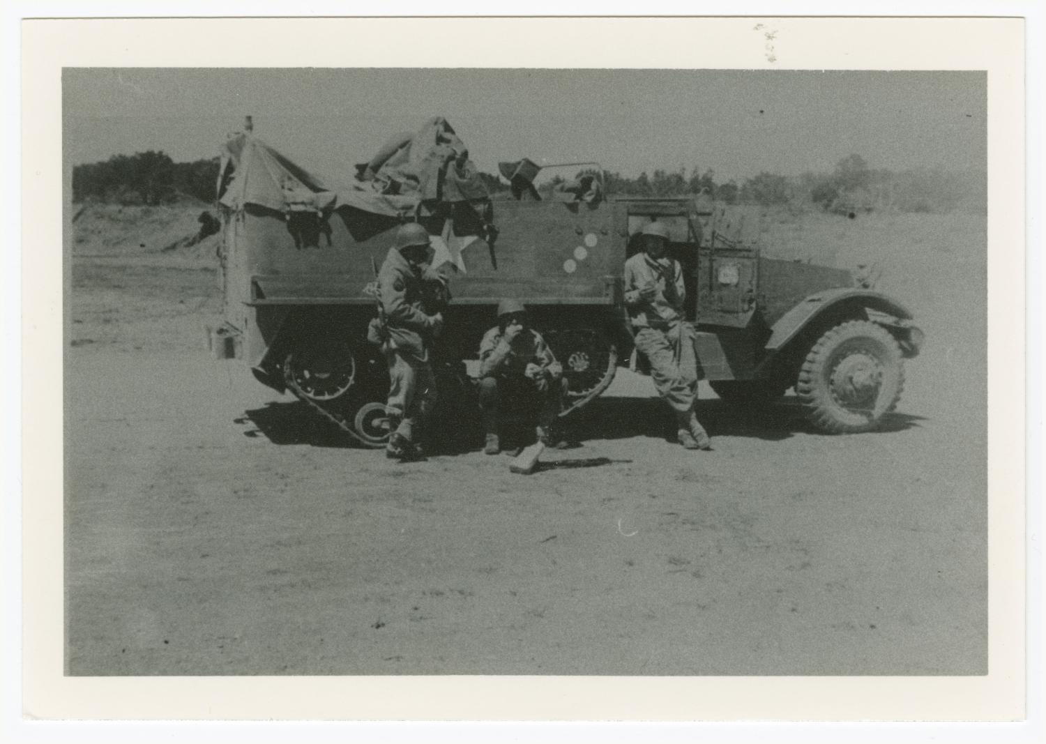 [152nd Signal Company Men with Half-Track]
                                                
                                                    [Sequence #]: 1 of 2
                                                