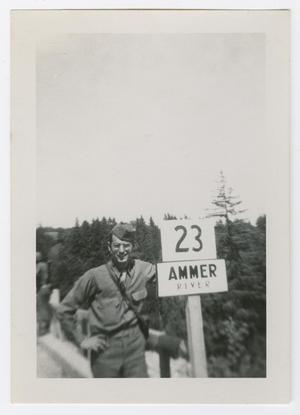 [Soldier Standing with a Sign for the Ammer River]