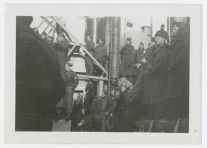 Primary view of object titled '[Soldiers on board a Ship]'.