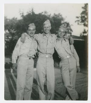 Primary view of object titled '[Three Soldiers at Camp Campbell]'.
