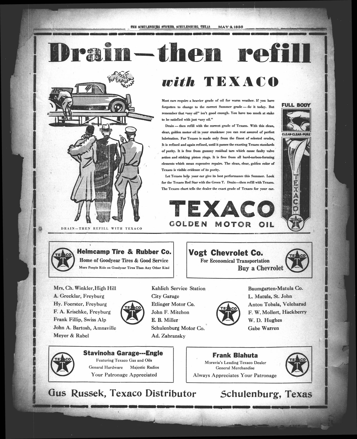 The Schulenburg Sticker (Schulenburg, Tex.), Vol. 36, No. 35, Ed. 1 Friday, May 2, 1930
                                                
                                                    [Sequence #]: 3 of 8
                                                