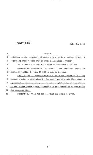83rd Texas Legislature, Regular Session, House Bill 2465, Chapter 356
