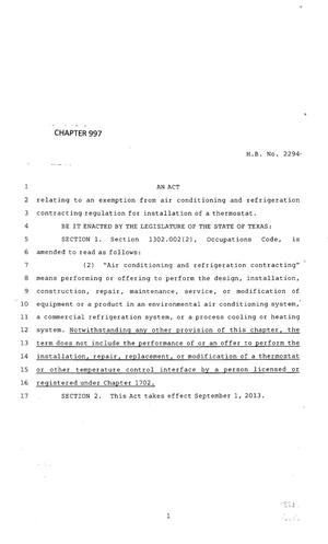 83rd Texas Legislature, Regular Session, House Bill 2294, Chapter 997