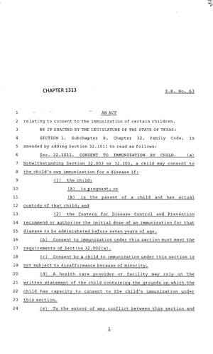 83rd Texas Legislature, Regular Session, Senate Bill 63, Chapter 1313