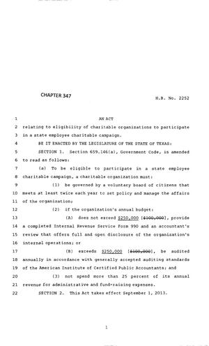 83rd Texas Legislature, Regular Session, House Bill 2252, Chapter 347