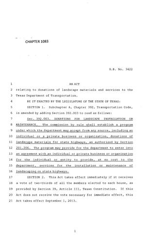 83rd Texas Legislature, Regular Session, House Bill 3422, Chapter 1083