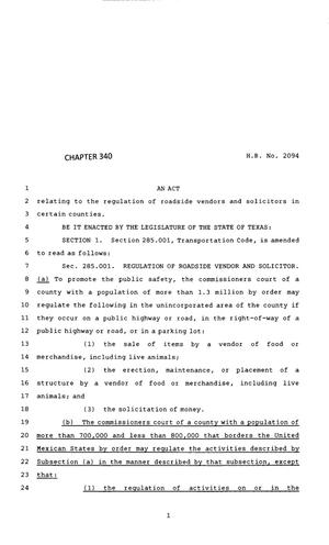 83rd Texas Legislature, Regular Session, House Bill 2094, Chapter 340