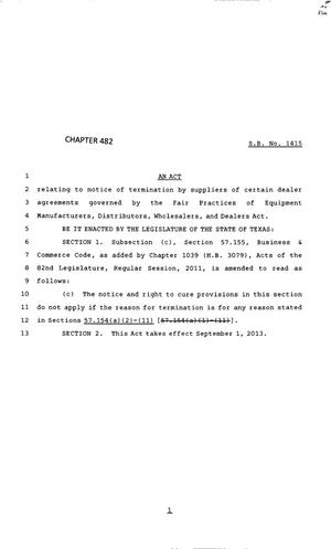 83rd Texas Legislature, Regular Session, Senate Bill 1415, Chapter 482