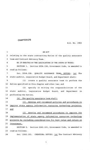 83rd Texas Legislature, Regular Session, House Bill 1965, Chapter 676
