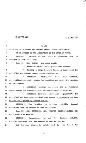 83rd Texas Legislature, Regular Session, Senate Bill 702, Chapter 565