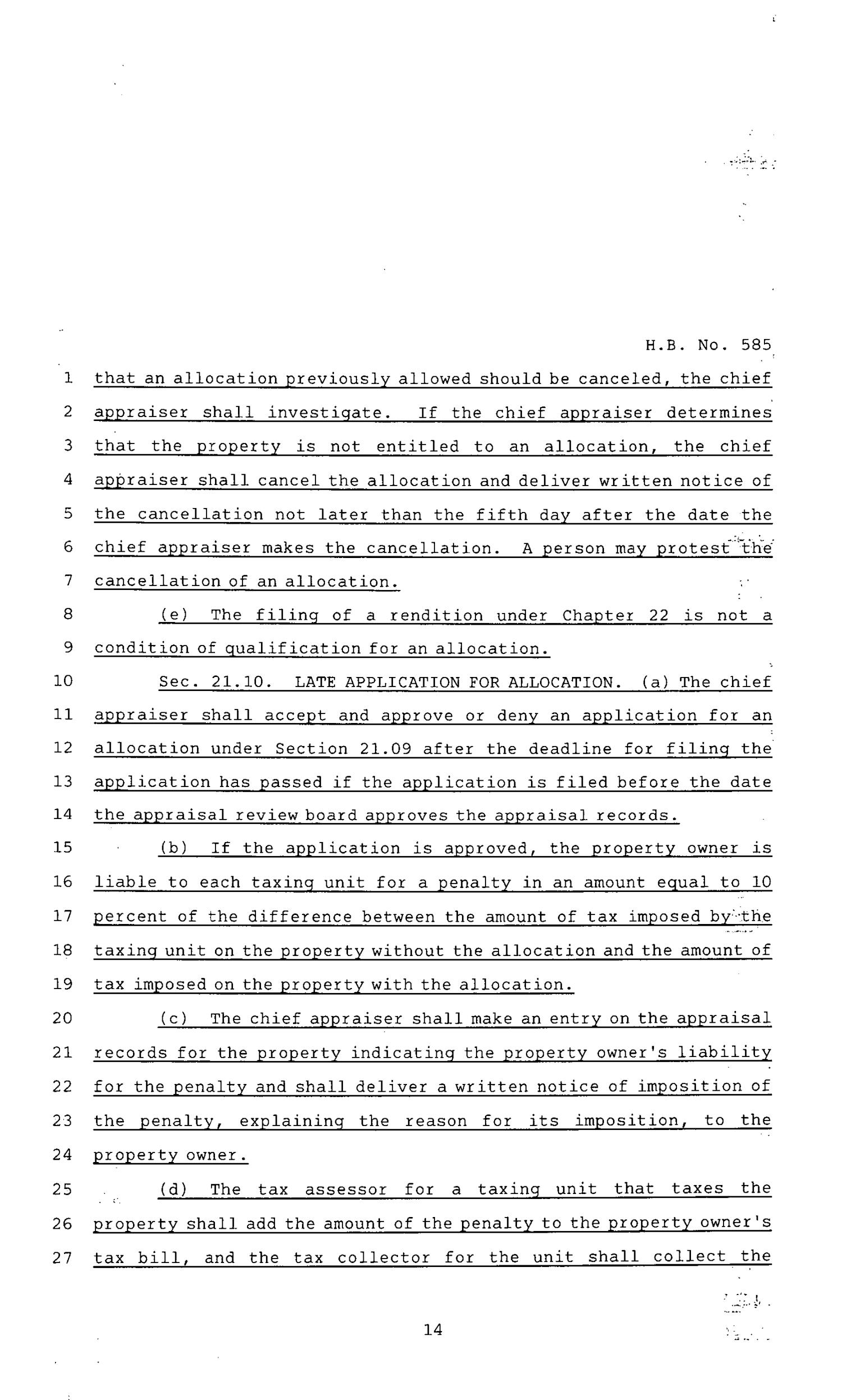 83rd Texas Legislature, Regular Session, House Bill 585, Chapter 1259
                                                
                                                    [Sequence #]: 14 of 33
                                                
