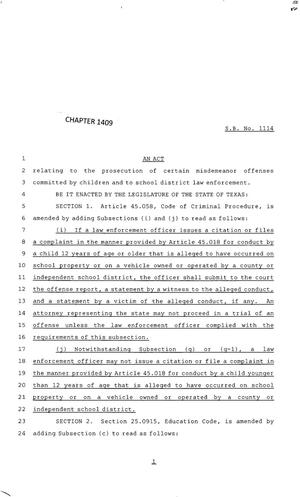 83rd Texas Legislature, Regular Session, Senate Bill 1114, Chapter 1409