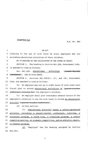 83rd Texas Legislature, Regular Session, House Bill 480, Chapter 250