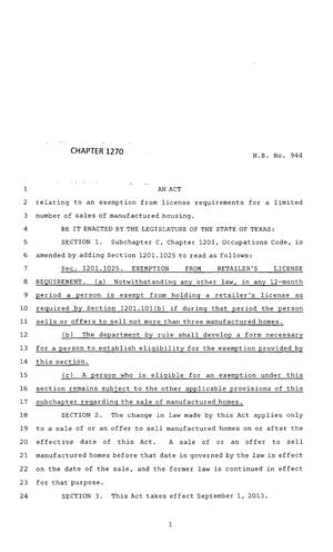 83rd Texas Legislature, Regular Session, House Bill 944, Chapter 1270