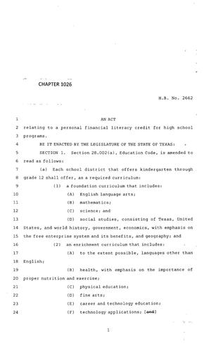 83rd Texas Legislature, Regular Session, House Bill 2662, Chapter 1026