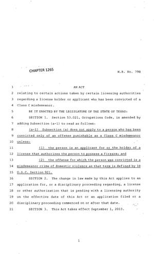 83rd Texas Legislature, Regular Session, House Bill 798, Chapter 1265