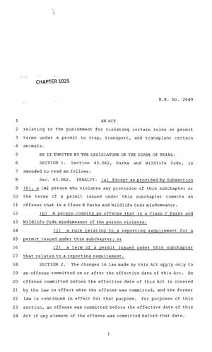 83rd Texas Legislature, Regular Session, House Bill 2649, Chapter 1025