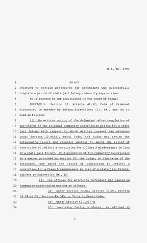 83rd Texas Legislature, Regular Session, House Bill 1790, Chapter 0