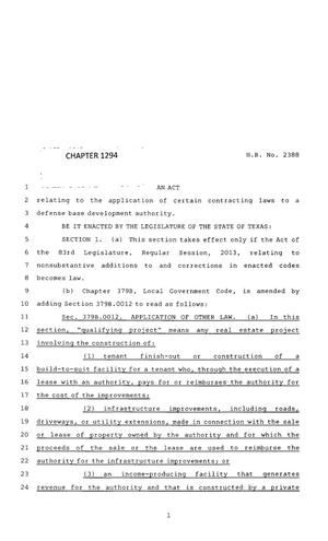 83rd Texas Legislature, Regular Session, House Bill 2388, Chapter 1294