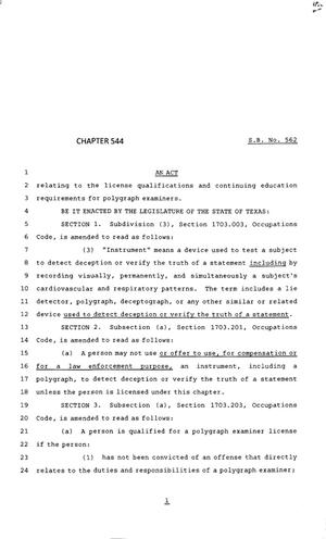 83rd Texas Legislature, Regular Session, Senate Bill 562, Chapter 544