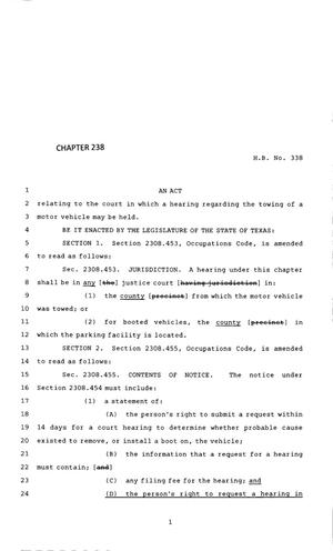 83rd Texas Legislature, Regular Session, House Bill 338, Chapter 238