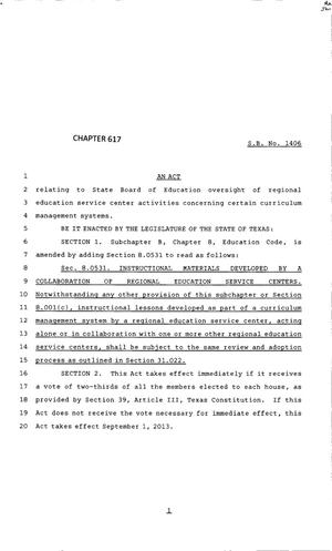 83rd Texas Legislature, Regular Session, Senate Bill 1406, Chapter 617
