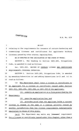83rd Texas Legislature, Regular Session, House Bill 619, Chapter 258