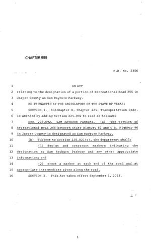 83rd Texas Legislature, Regular Session, House Bill 2356, Chapter 999