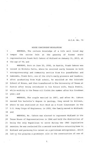 83rd Texas Legislature, Regular Session, House Concurrent Resolution 75