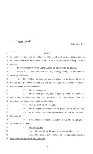 83rd Texas Legislature, Regular Session, House Bill 843, Chapter 885