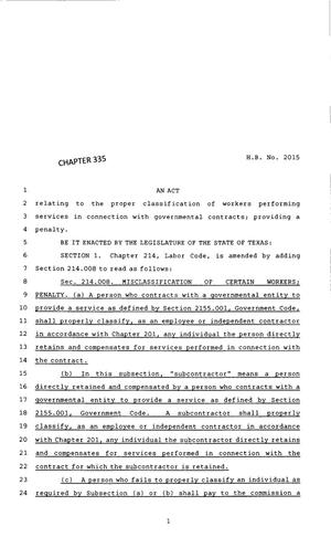 83rd Texas Legislature, Regular Session, House Bill 2015, Chapter 335