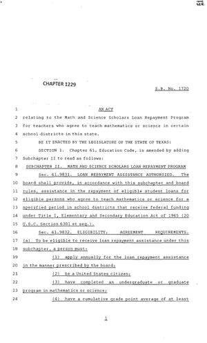 83rd Texas Legislature, Regular Session, Senate Bill 1720, Chapter 1229