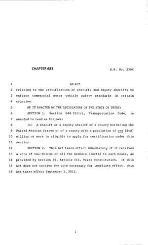 83rd Texas Legislature, Regular Session, House Bill 2304, Chapter 683