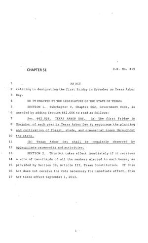83rd Texas Legislature, Regular Session, House Bill 419, Chapter 51