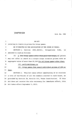 83rd Texas Legislature, Regular Session, House Bill 394, Chapter 634