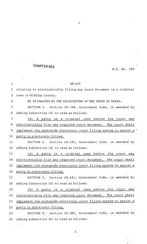 83rd Texas Legislature, Regular Session, House Bill 349, Chapter 855