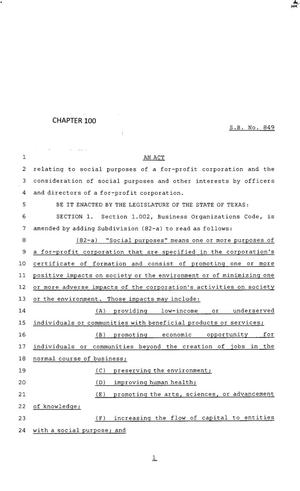 83rd Texas Legislature, Regular Session, Senate Bill 849, Chapter 100