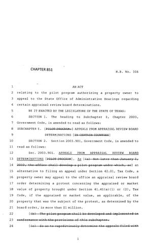 83rd Texas Legislature, Regular Session, House Bill 316, Chapter 851