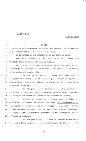 83rd Texas Legislature, Regular Session, Senate Bill 820, Chapter 99