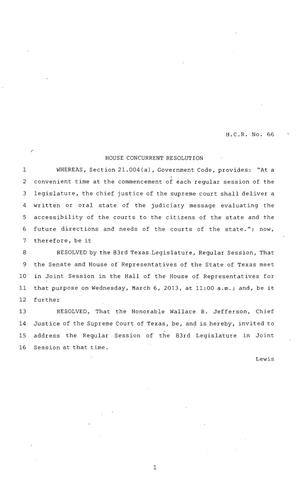 83rd Texas Legislature, Regular Session, House Concurrent Resolution 66