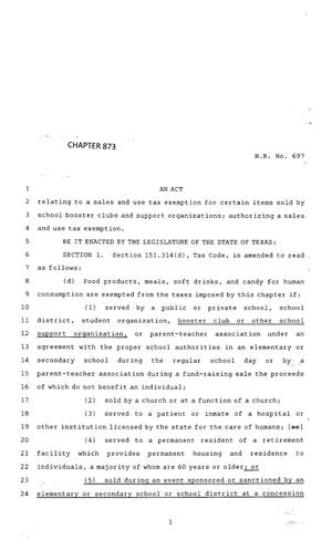 83rd Texas Legislature, Regular Session, House Bill 697, Chapter 873