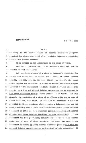 83rd Texas Legislature, Regular Session, House Bill 1020, Chapter 656
